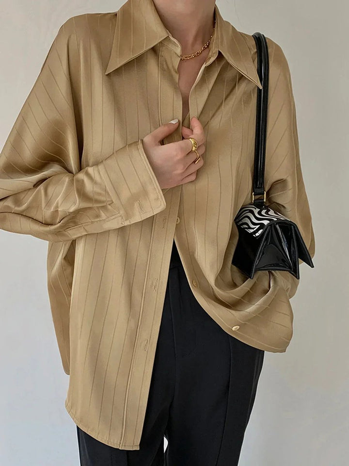 Sophie Lange Satijnen Blouse met Streepdessin