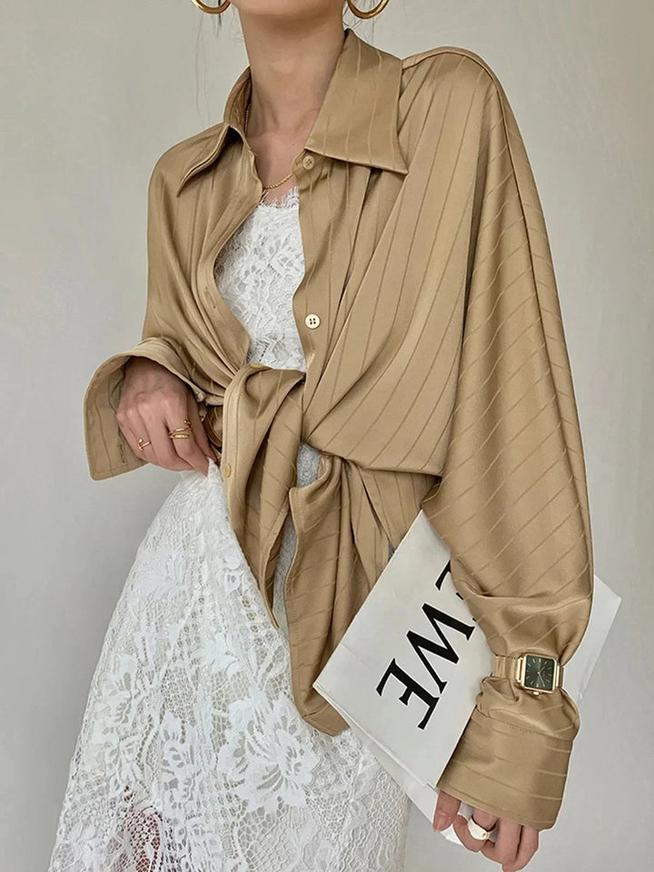 Sophie Lange Satijnen Blouse met Streepdessin