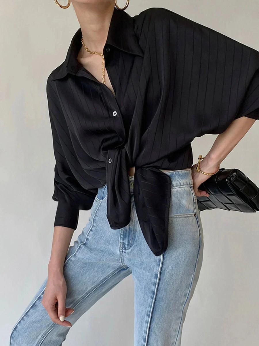Sophie Lange Satijnen Blouse met Streepdessin