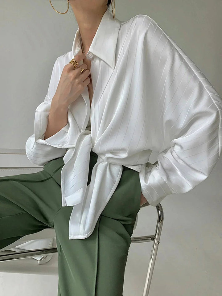 Sophie Lange Satijnen Blouse met Streepdessin