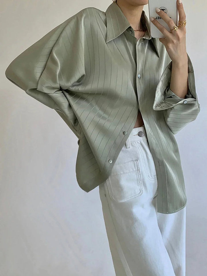 Sophie Lange Satijnen Blouse met Streepdessin