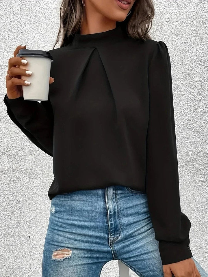 Aria Lange Chiffon Blouse met Rolkraag