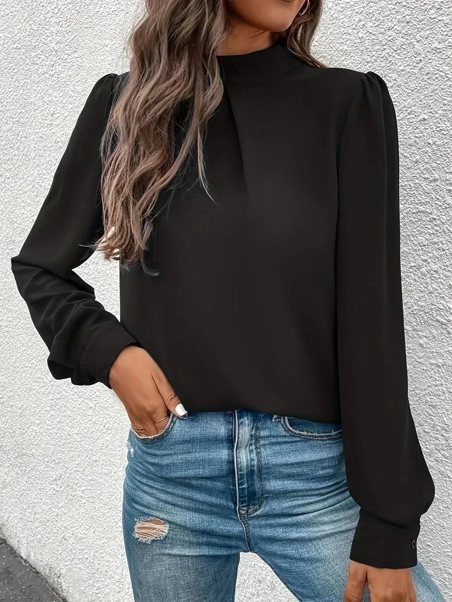 Aria Lange Chiffon Blouse met Rolkraag