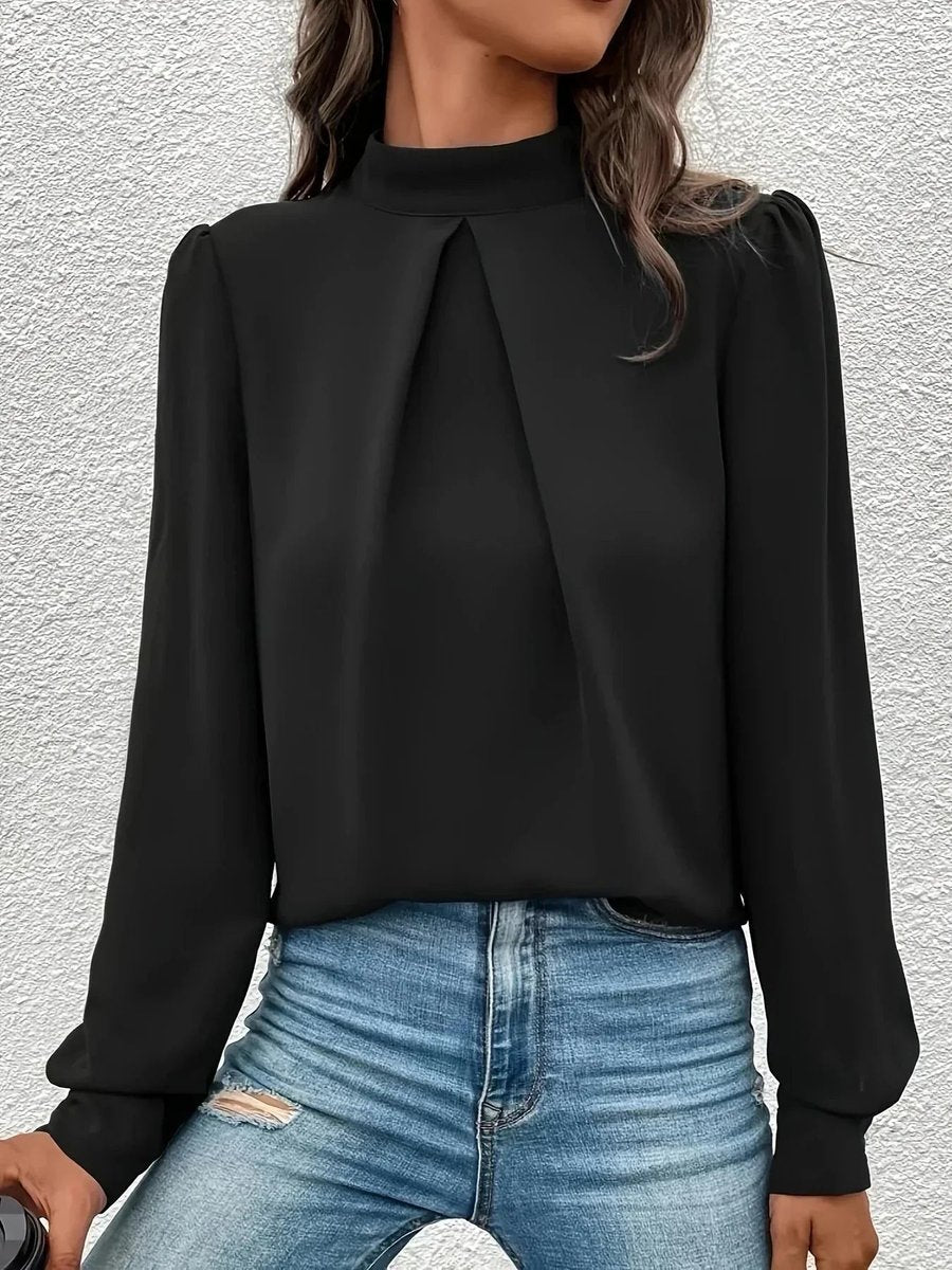 Aria Lange Chiffon Blouse met Rolkraag