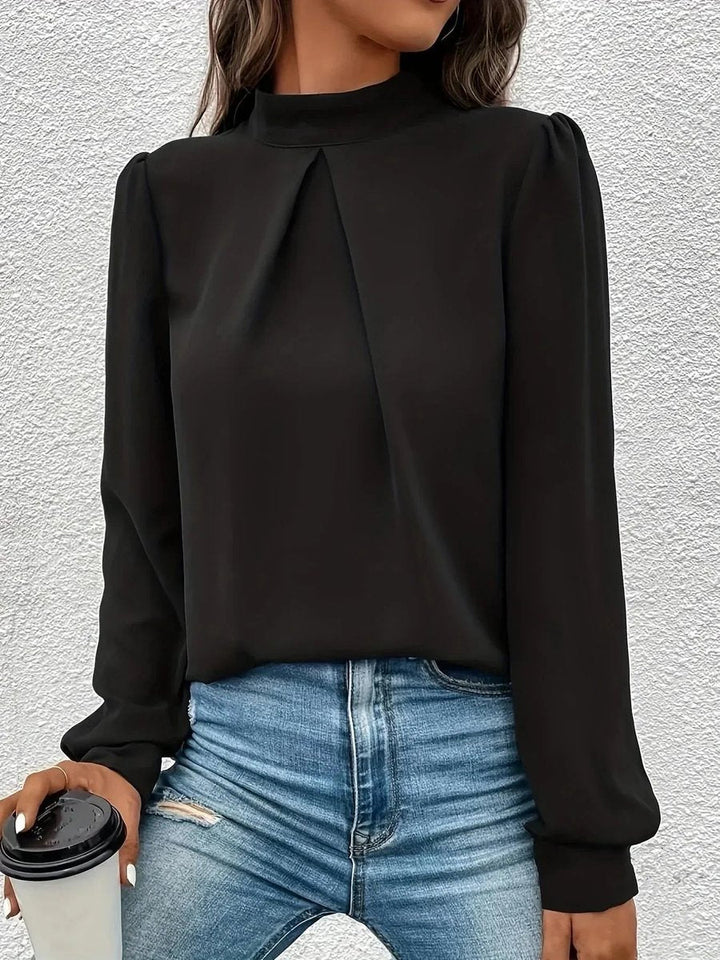 Aria Lange Chiffon Blouse met Rolkraag
