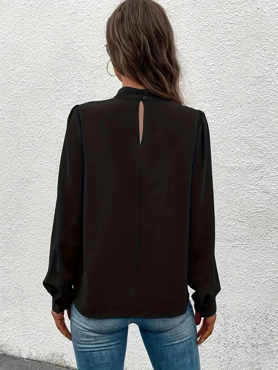 Aria Lange Chiffon Blouse met Rolkraag