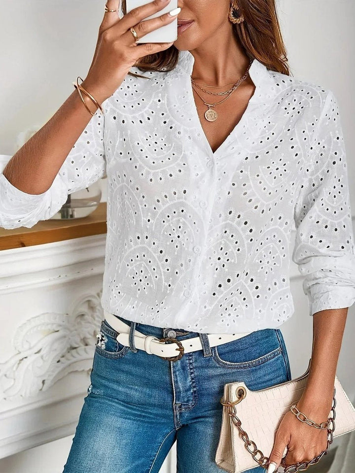 Mia Lange Blouse met V-hals