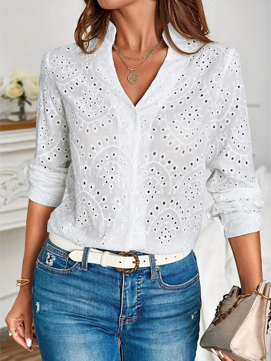 Mia Lange Blouse met V-hals