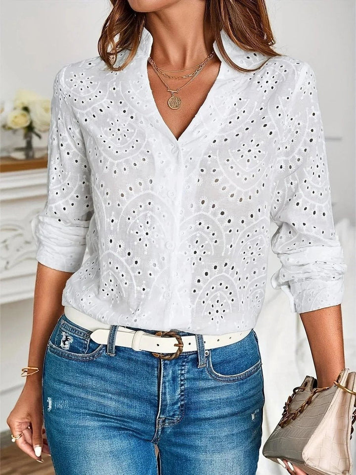Mia Lange Blouse met V-hals