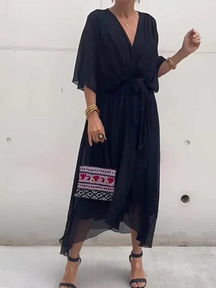 Ella Chiffon Kerstjurk met Wikkeldetail