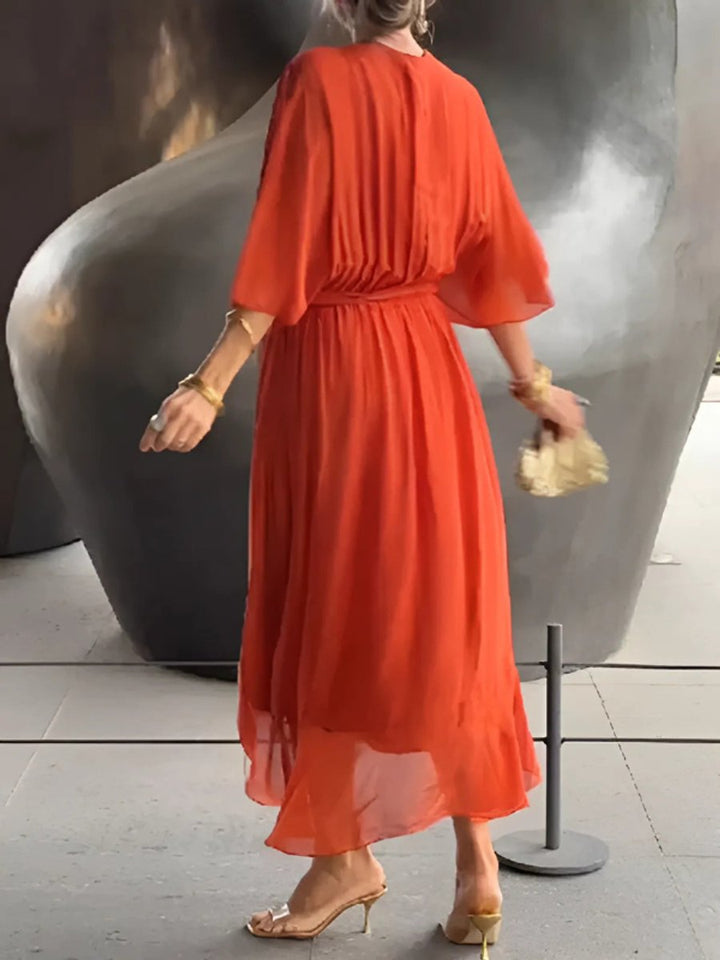 Ella Chiffon Kerstjurk met Wikkeldetail