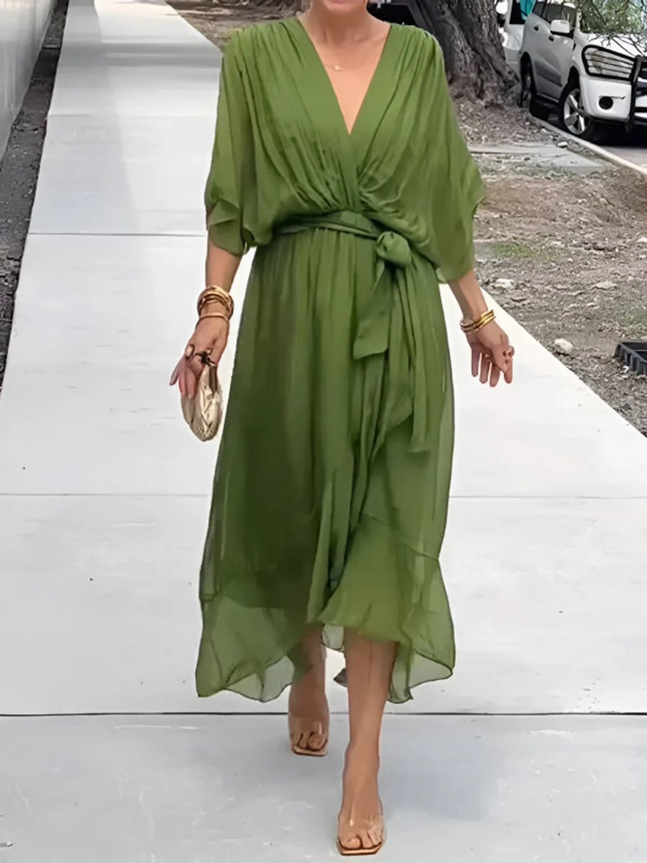 Ella Chiffon Kerstjurk met Wikkeldetail