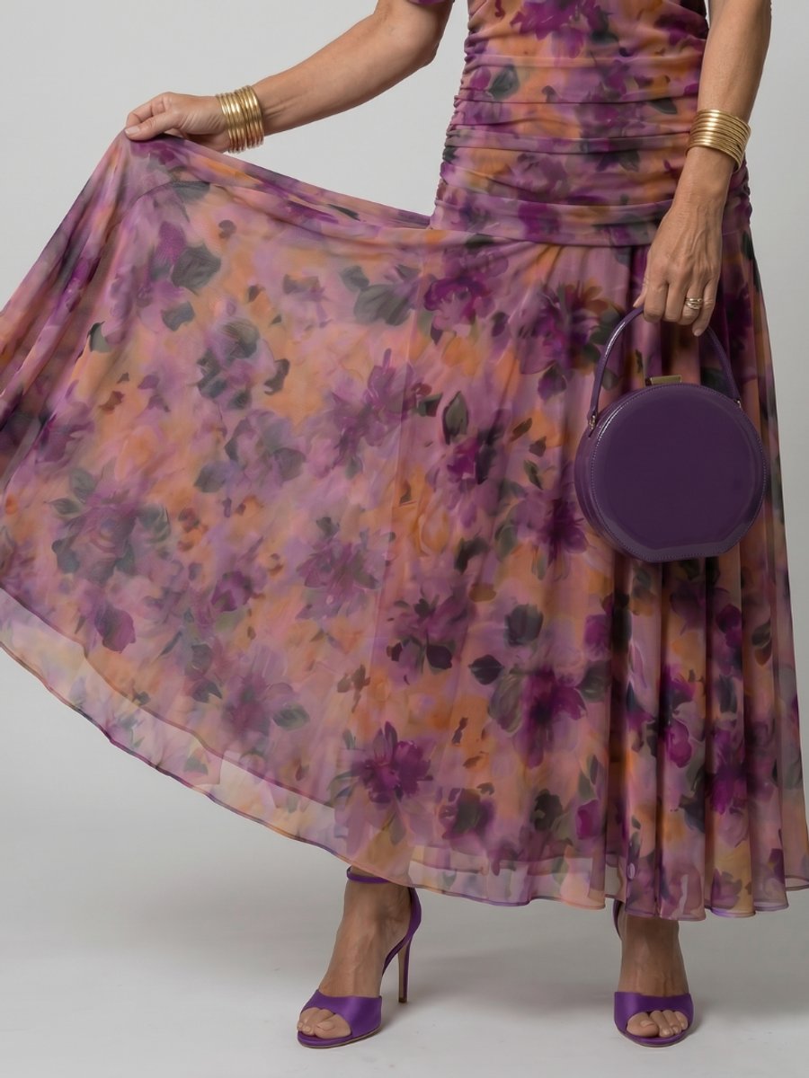 Ivy Chiffon Feestjurk met Bloemenprint