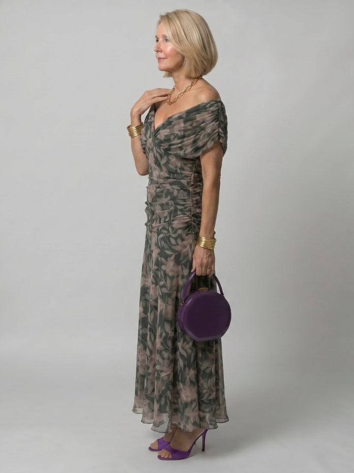Ivy Chiffon Feestjurk met Bloemenprint