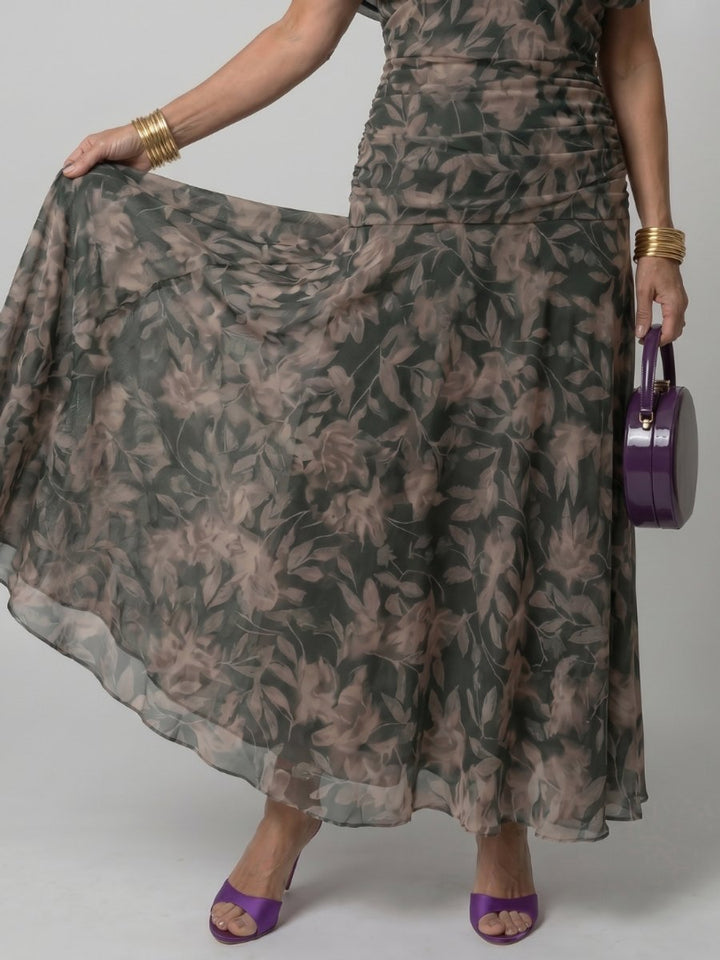Ivy Chiffon Feestjurk met Bloemenprint