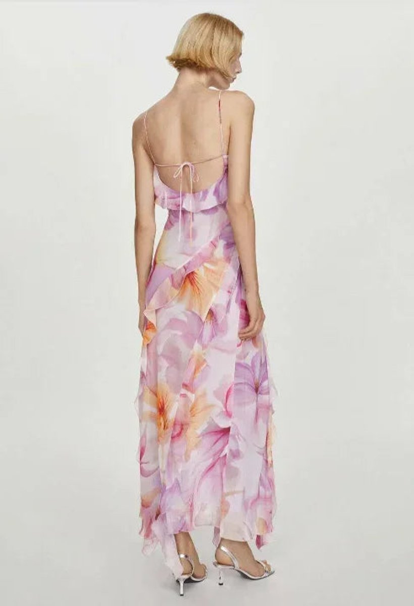 Amelia Chiffon Feestjurk met Bloemenprint