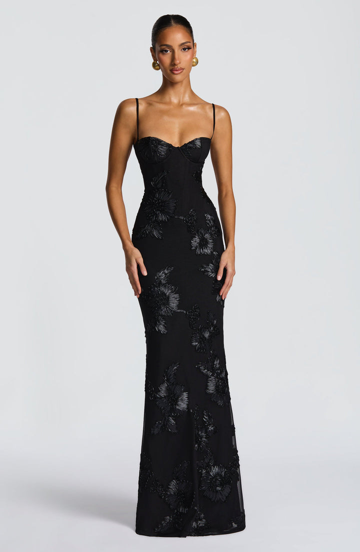 Audrey Getailleerde Maxi Jurk met Bloemenprint