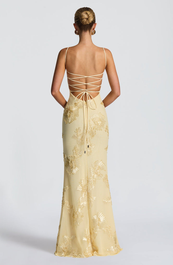 Audrey Getailleerde Maxi Jurk met Bloemenprint