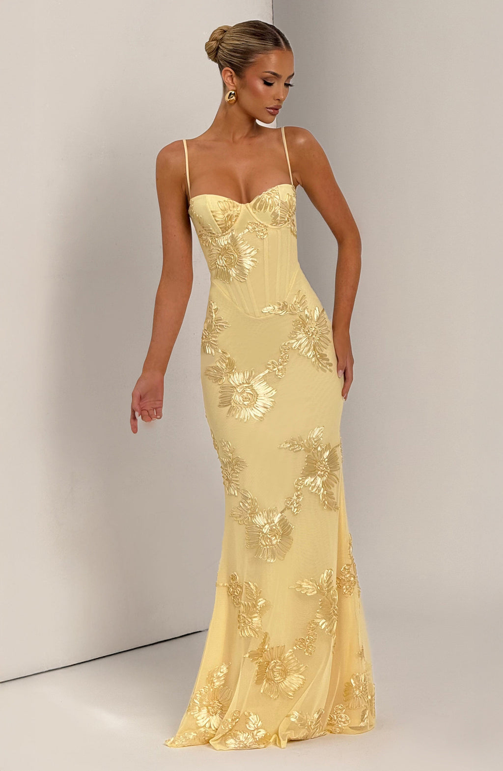 Audrey Getailleerde Maxi Jurk met Bloemenprint
