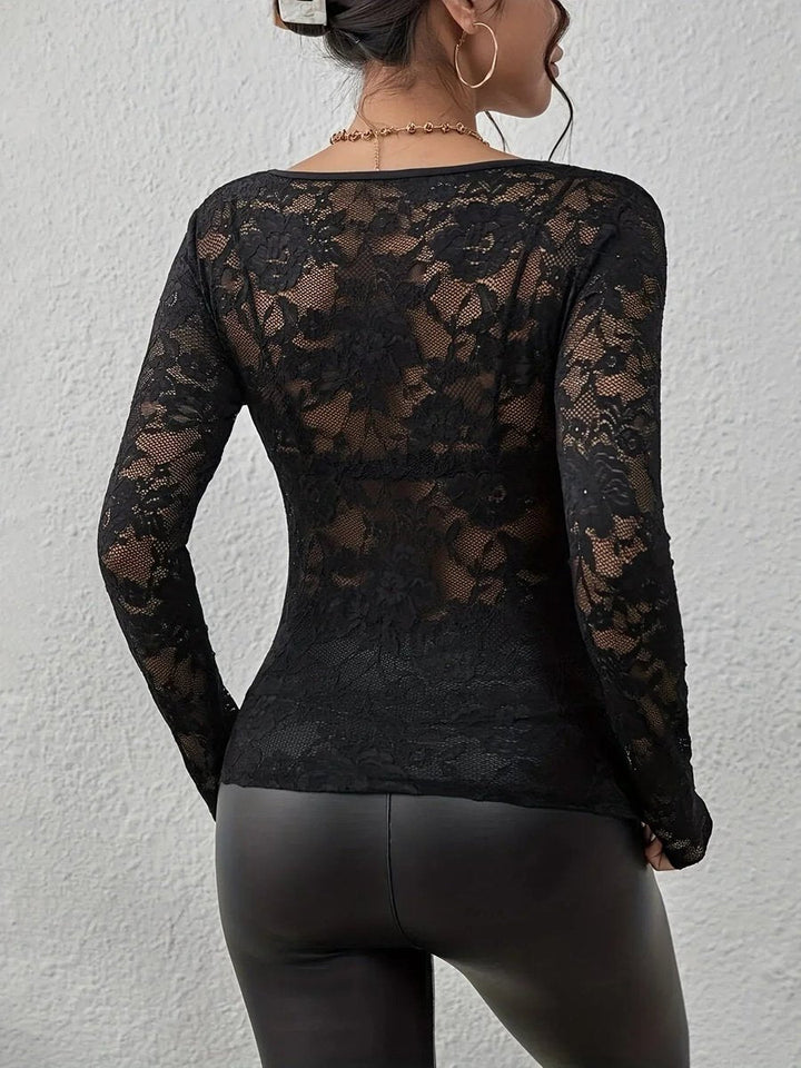 Ella Lange Kanten Blouse met Bloemenprint