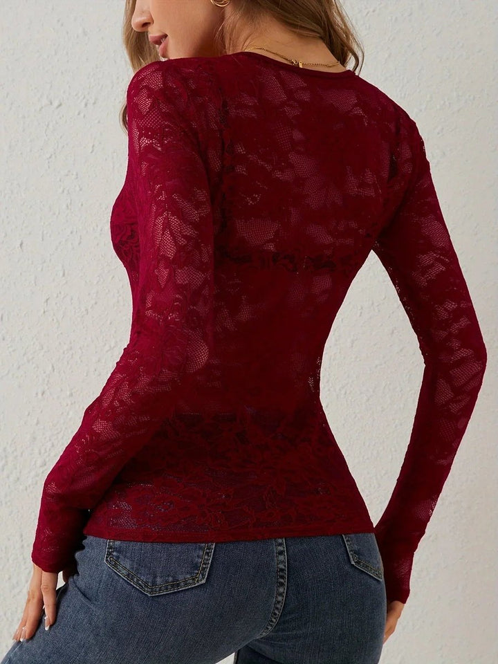 Ella Lange Kanten Blouse met Bloemenprint
