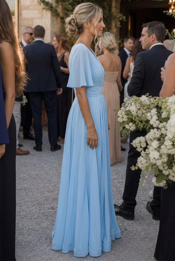 Rosie Chiffon Kerstjurk met V-hals