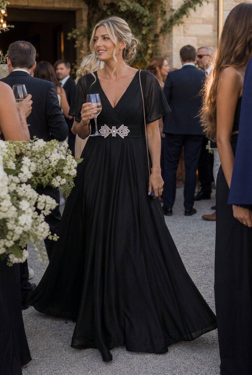 Rosie Chiffon Kerstjurk met V-hals