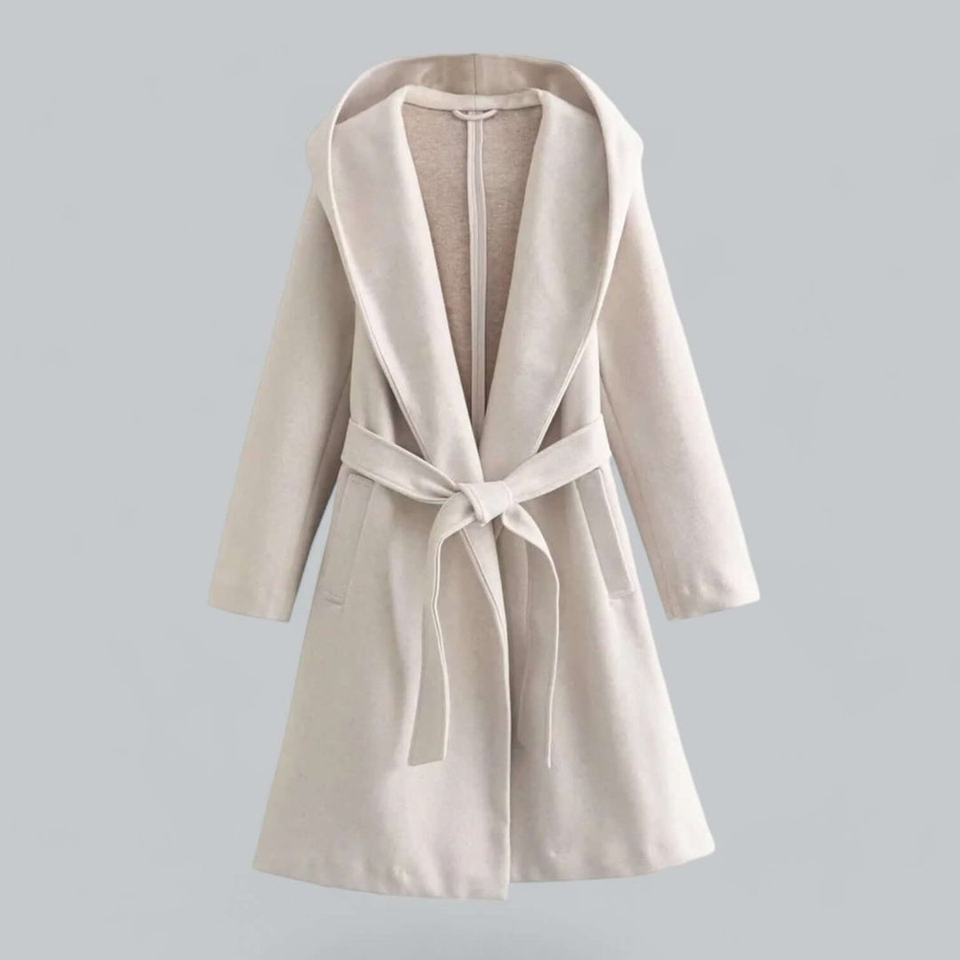 Isla Lange Wollen Trenchcoat met Capuchon