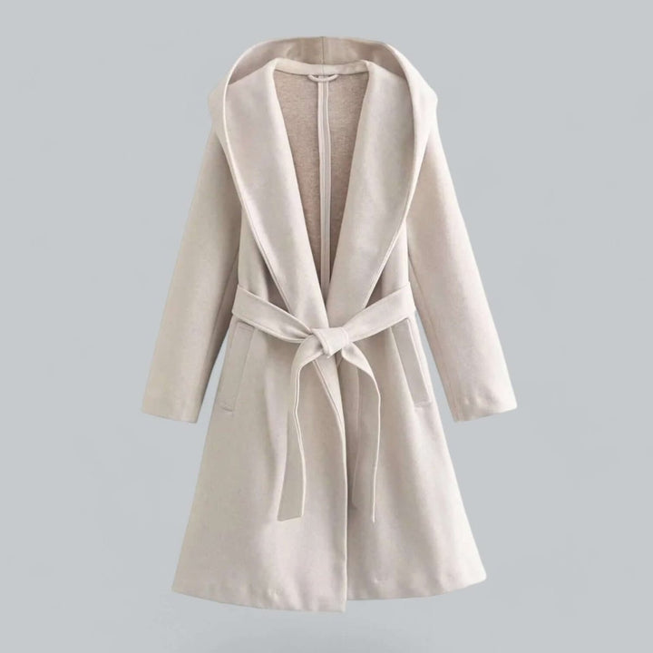 Isla Lange Wollen Trenchcoat met Capuchon