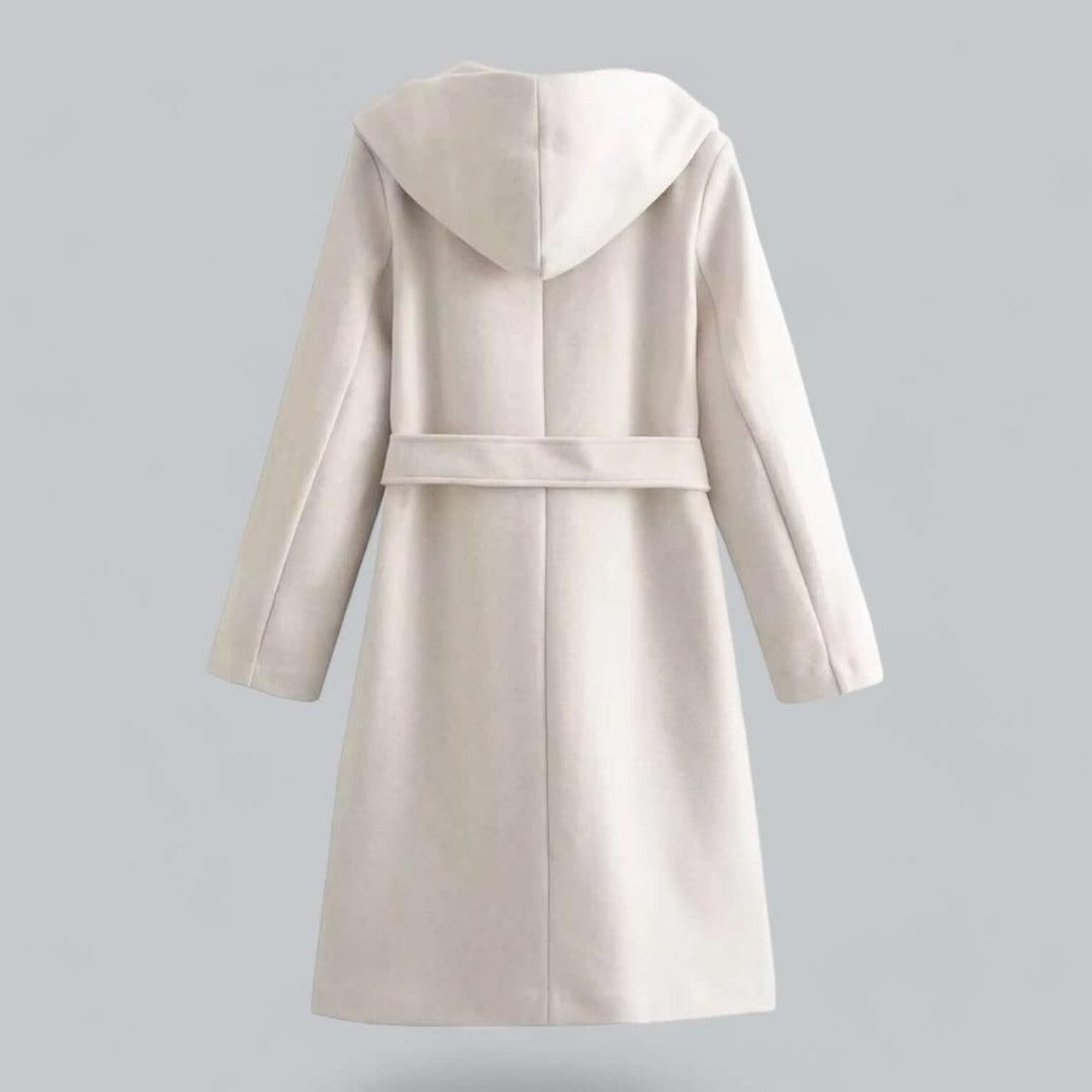 Isla Lange Wollen Trenchcoat met Capuchon