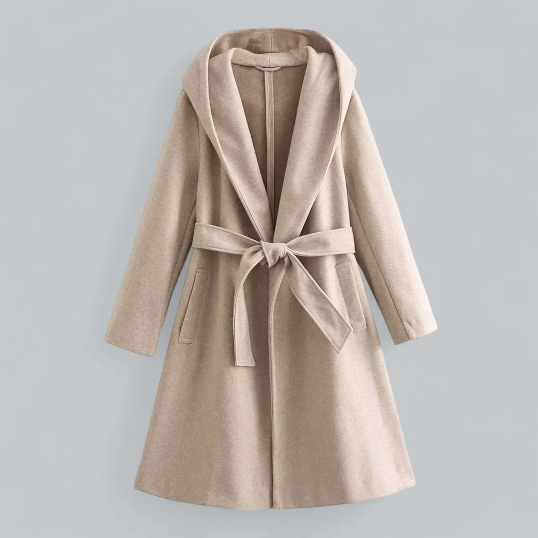 Isla Lange Wollen Trenchcoat met Capuchon