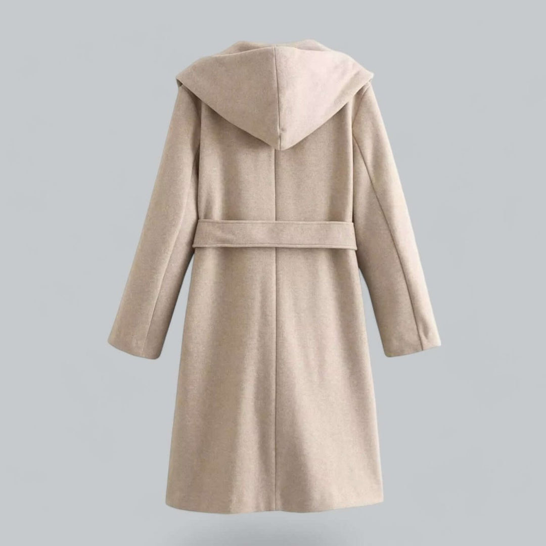 Isla Lange Wollen Trenchcoat met Capuchon