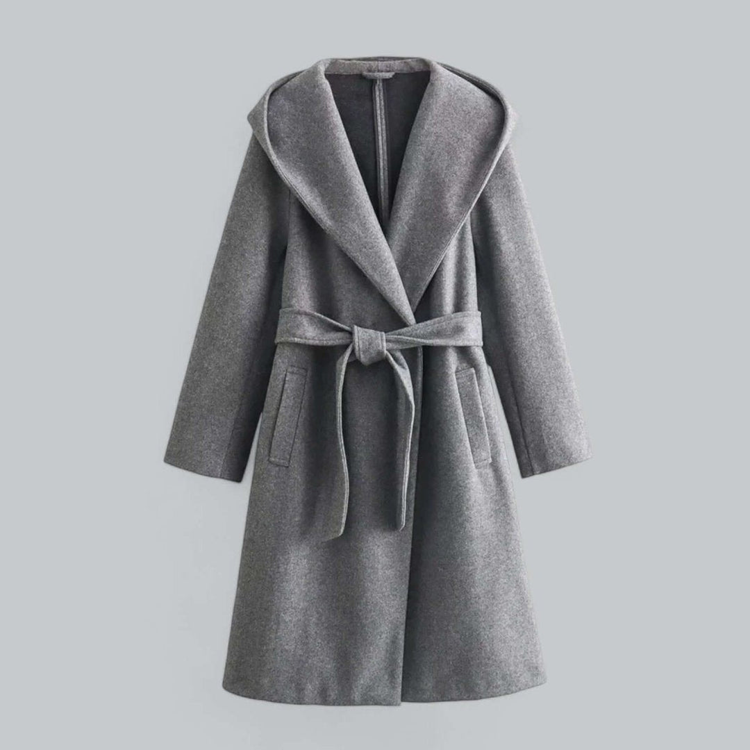Isla Lange Wollen Trenchcoat met Capuchon