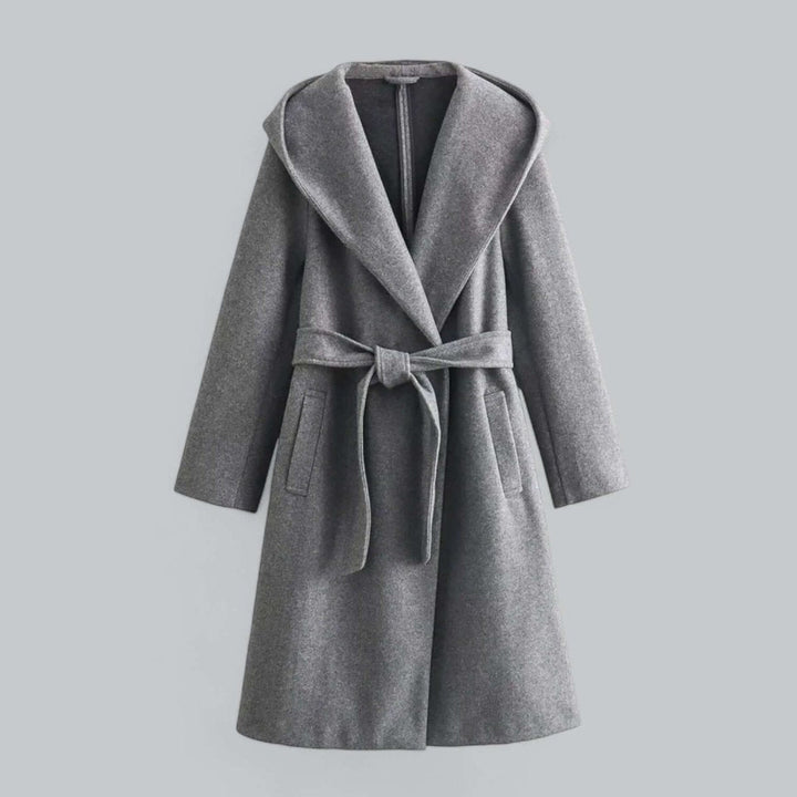 Isla Lange Wollen Trenchcoat met Capuchon