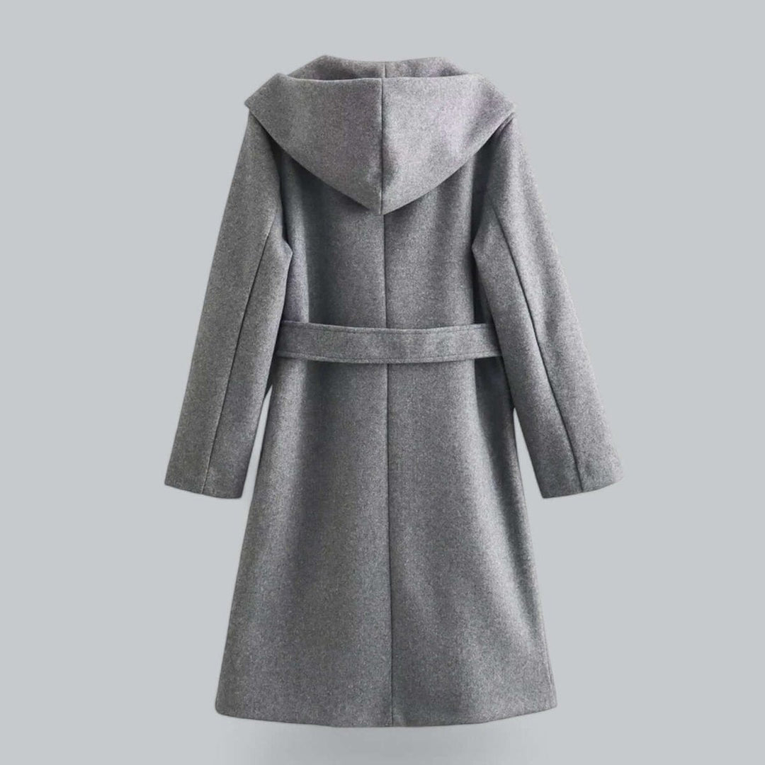 Isla Lange Wollen Trenchcoat met Capuchon