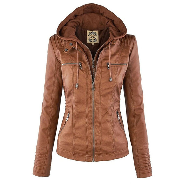 Florence Leren Jas met Warm Gevoerd
