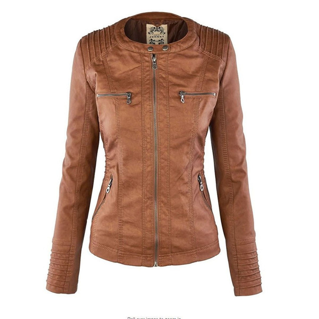 Florence Leren Jas met Warm Gevoerd
