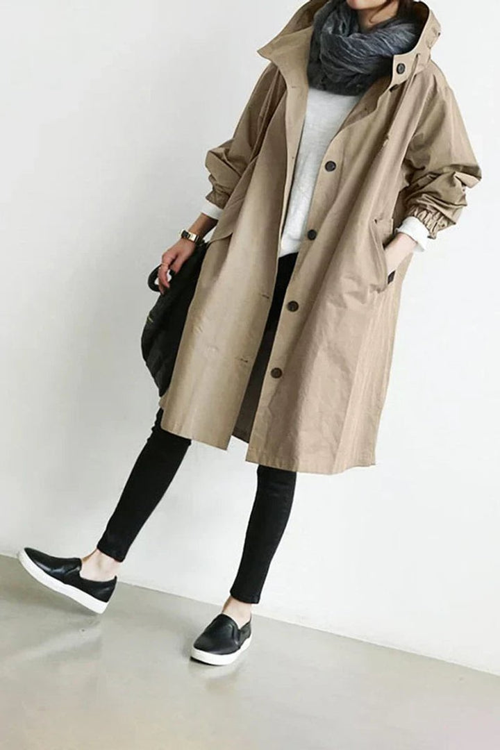 Phoebe Lange Trenchcoat met Capuchon