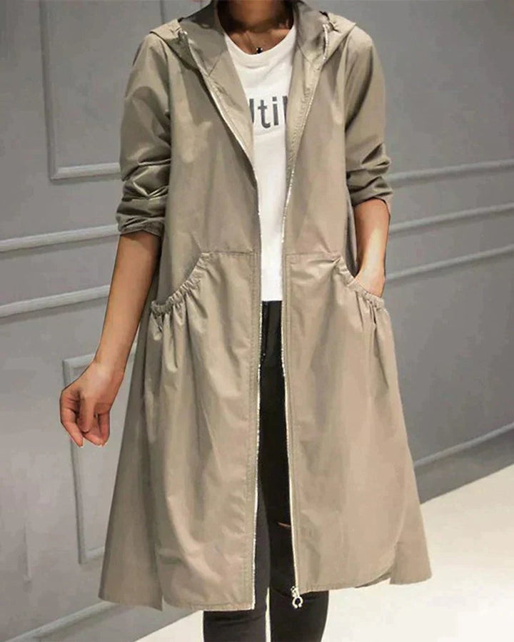 Ava Halflange Trenchcoat met Capuchon