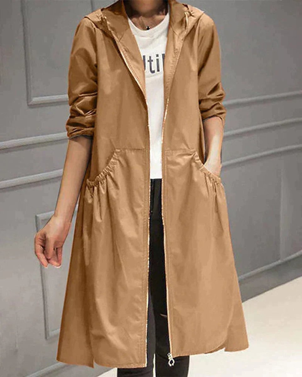 Ava Halflange Trenchcoat met Capuchon