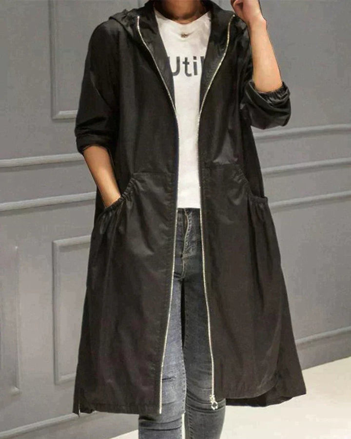 Ava Halflange Trenchcoat met Capuchon