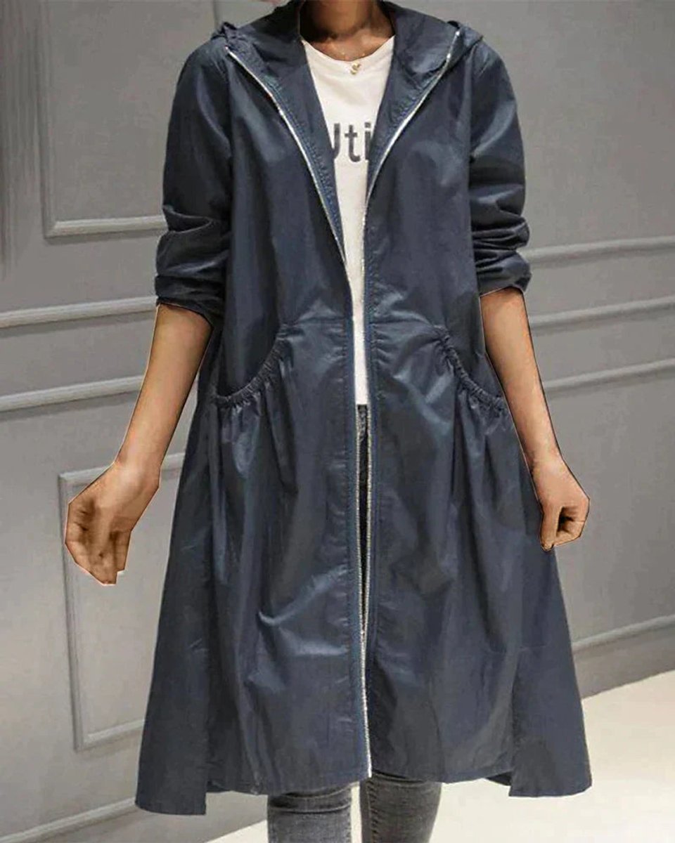 Ava Halflange Trenchcoat met Capuchon