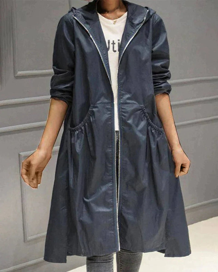 Ava Halflange Trenchcoat met Capuchon