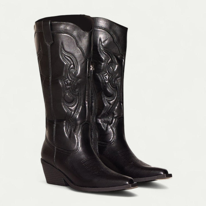 Ivy Kniehoge Leren Cowboylaarzen met Borduurwerk