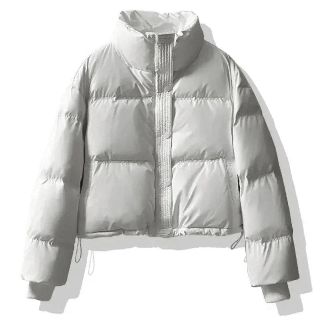 Ella Cropped Leren-look Winterjas met Staande Kraag