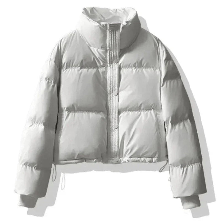 Ella Cropped Leren-look Winterjas met Staande Kraag