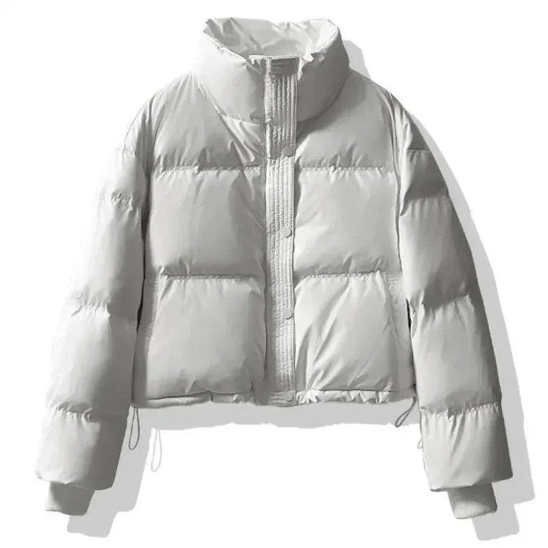 Ella Cropped Leren-look Winterjas met Staande Kraag