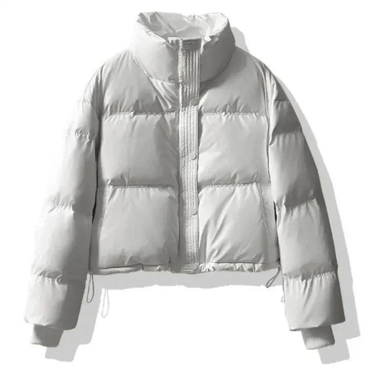 Ella Cropped Leren-look Winterjas met Staande Kraag