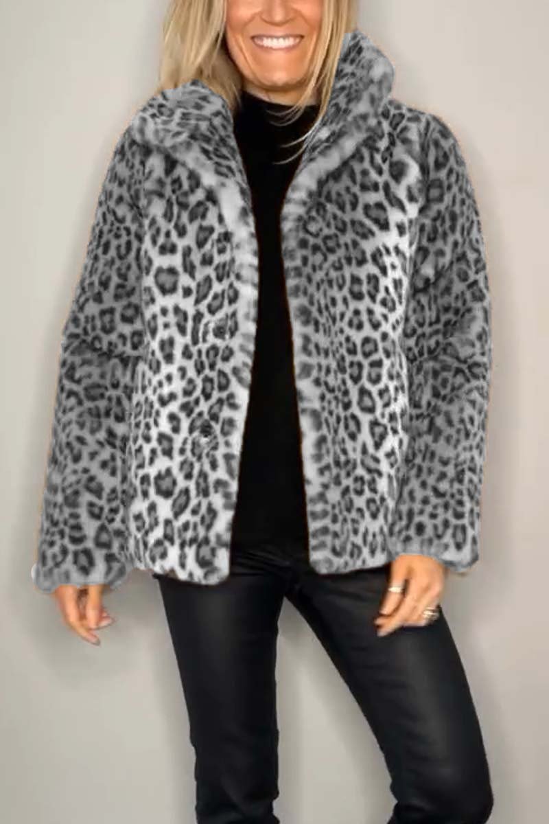 Emily Lange Nepbont Winterjas met Dierenprint
