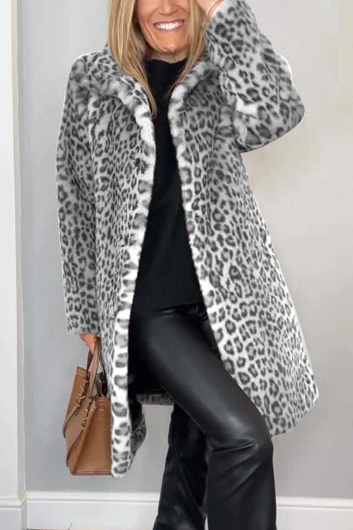 Emily Lange Nepbont Winterjas met Dierenprint
